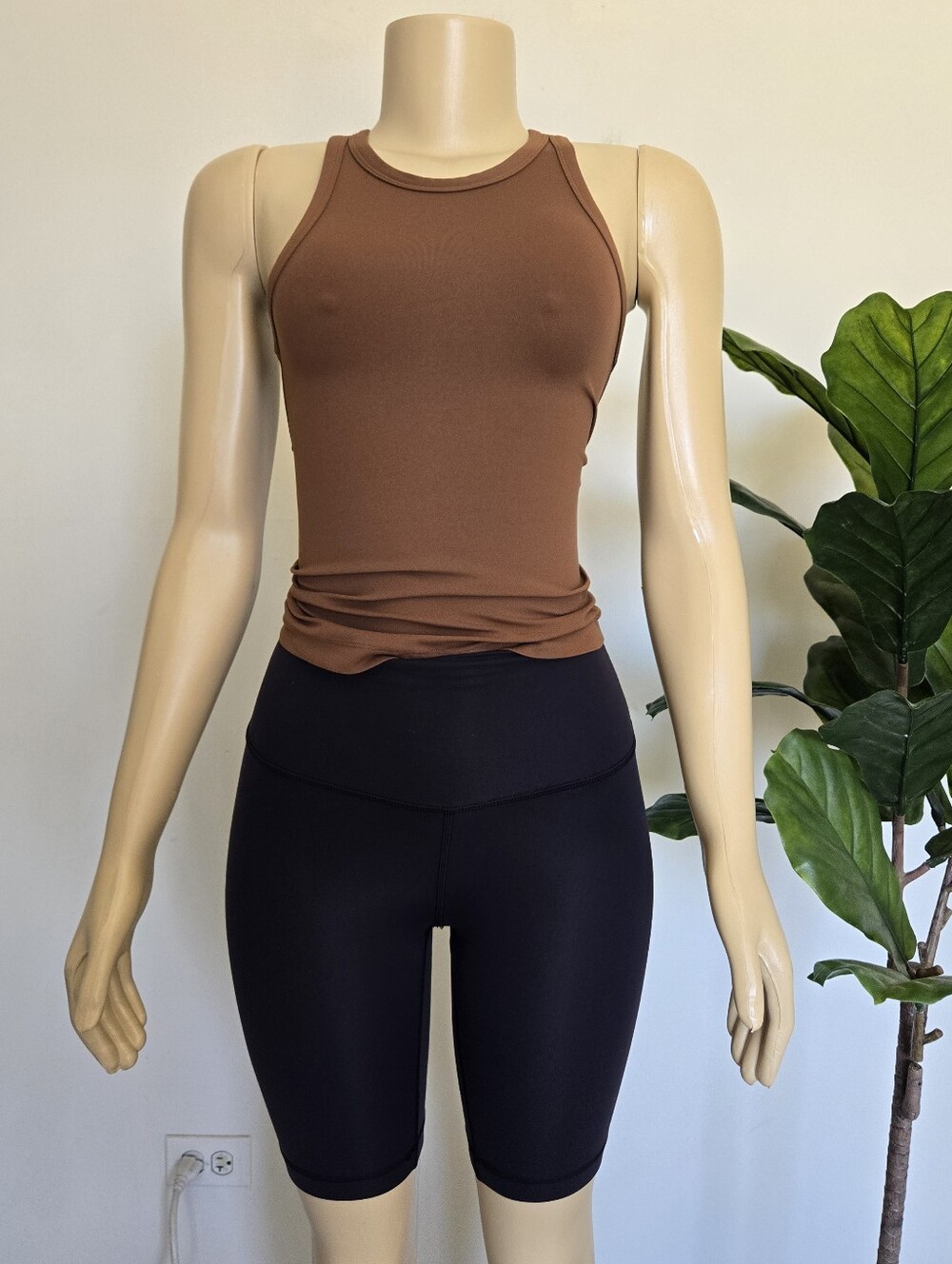 lululemon athletica Brown Ribbed Racerback Tank Top
